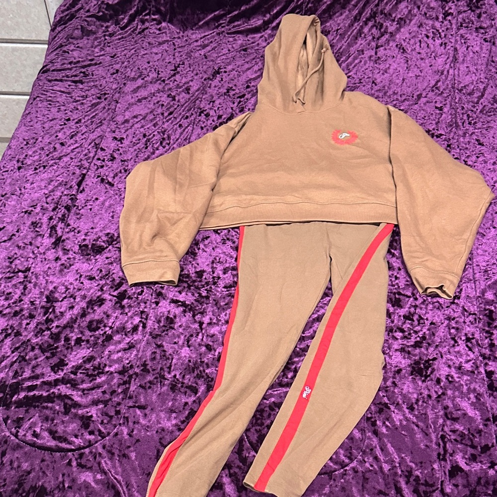 Victoria's Secret Tan Leggings with Red Stripes